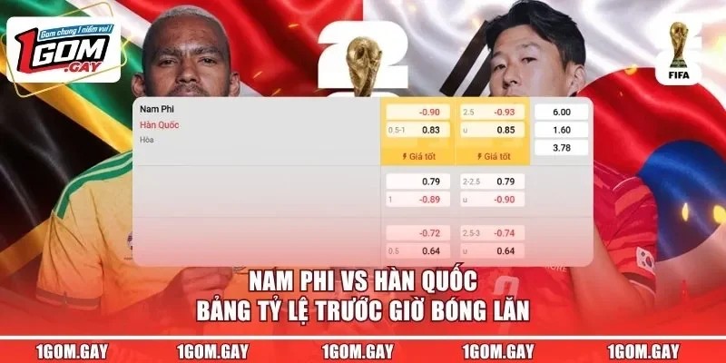 Nam Phi vs Hàn Quốc - bảng tỷ lệ trước giờ bóng lăn